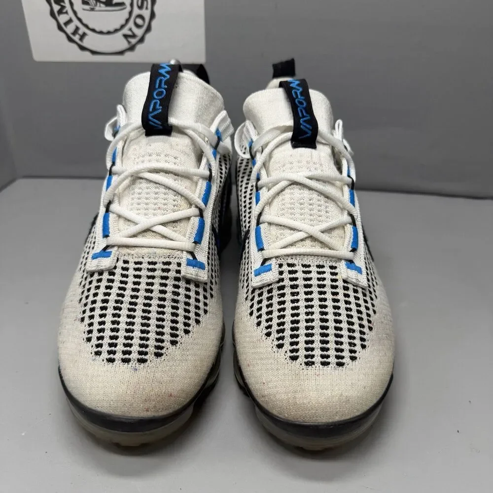 Nike Air VaporMax Flyknit Youth Sz 7Y White Blue Running DB1550-101 Women 8.5 - Picture 3 of 13